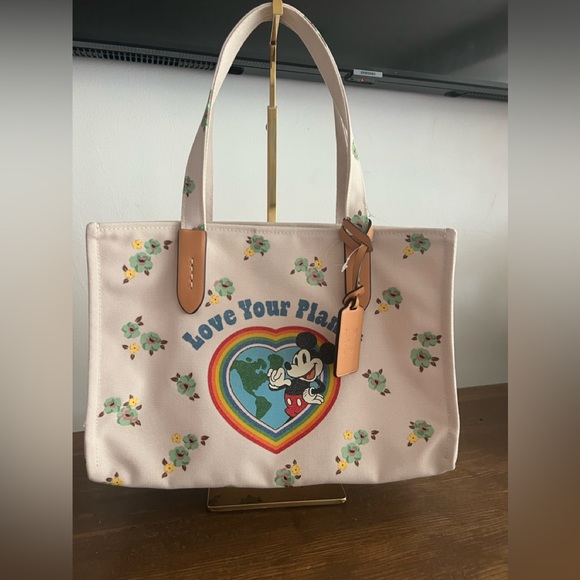 Coach x Disney Floral Mickey Recycled Canvas Tote Bag - Picture 1 of 10
